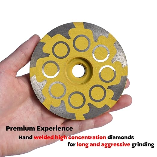 Actintool 4 in.x 5/8-11 in. No Bouncing Resin Filling Diamond Cup Grinding Wheel for Concrete Stone Surface Grinding, T Segments Smooth Chip Free Diamond Grinding Wheel