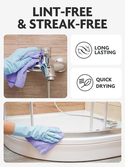 Fantasticlean Microfiber Cleaning Cloth Roll -40 Pack, Tear Away Microfiber Towels, 12" x 12", Reusable, Washable, Scratch Free, Ultra Absorbent for All-Around Cleaning Supplies (Lavender)