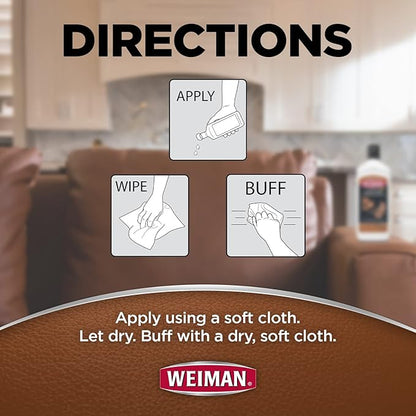 Weiman 3 in 1 Deep Leather Conditioner Cream (Microfiber Cloth) - Restores Leather Surfaces - Use on Leather Furniture, Car Seats, Shoes, Bags, Jackets, Saddles
