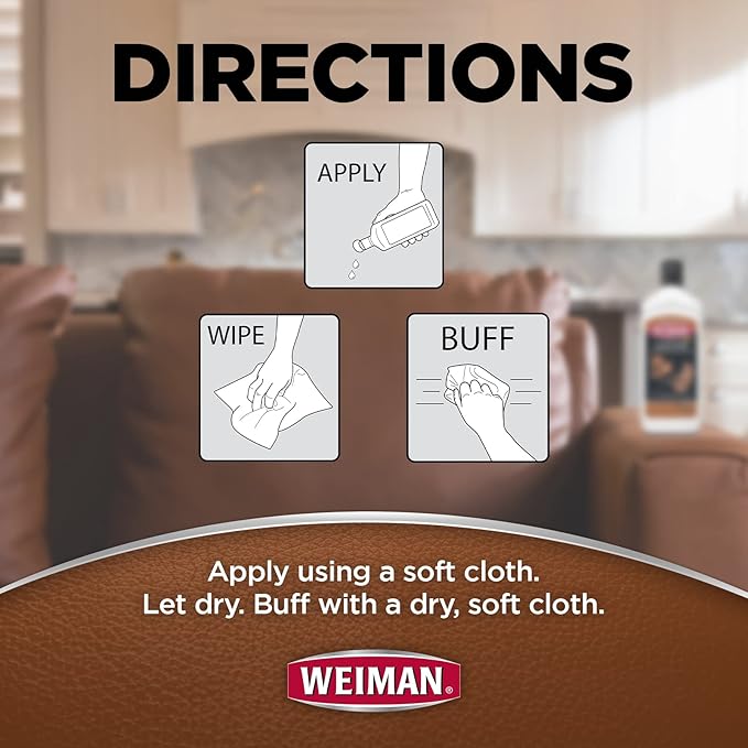 Weiman 3 in 1 Deep Leather Cleaner & Conditioner Cream - Restores Leather Surfaces - Use on Leather Furniture, Car Seats, Shoes, Bags, Jackets, Saddles