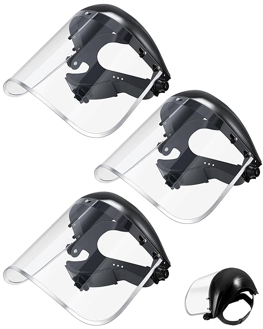Copkim 3 Pack Super Safety Face Mask Shield for Grinding Face Shield Mask for Grinding and Cutting Clear Full Impact Resistant High-definition PC for Woodworking Debris Work Construction High Impact
