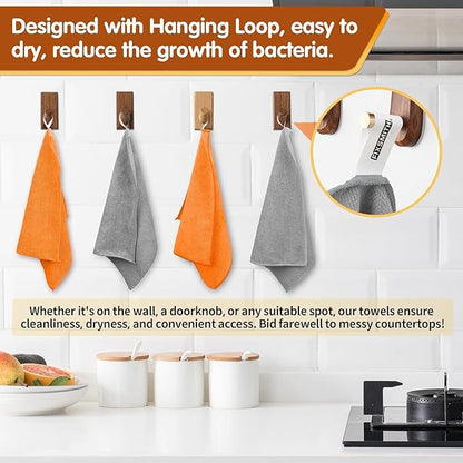 FIXSMITH Microfiber Cleaning Cloth -Pack of 50, Highly Absorbent Cleaning Rags(Grey&Orange), 16"X12" All Purpose Cleaning Towels for Housekeeping, Kitchen, Car, Reusable Microfiber Towels