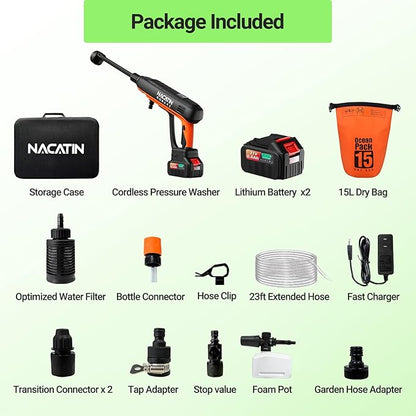 1200PSI Cordless Pressure Washer, 2X 6.0Ah Battery Power Washer with Triplex Plunger Pump & Pressure Settings, 500W Brushless Motor for Car Washing, Home Cleaning, Patio, Driveway