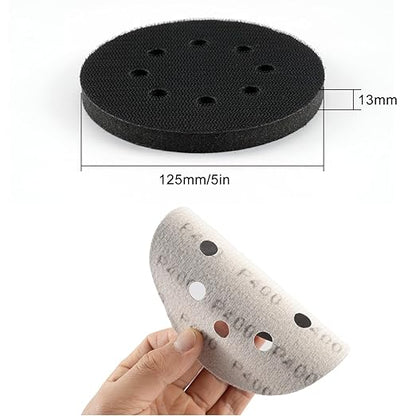140Pcs 5 Inch Wet Dry Sanding Discs Hook and Loop 8 Holes Sandpaper 400/600/800/1000/1500/2000/3000 Assortment Grits for Orbital Sander Automotive Wood Metal Polishing
