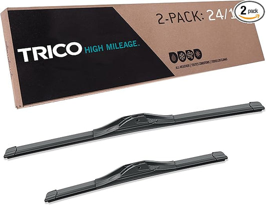 TRICO Solutions™ High Mileage 24 Inch & 17 Inch Pack of 2 High Performance Automotive Replacement Windshield Wiper Blade for Select Dodge, GMC, Toyota and Infiniti Models (56-2417)