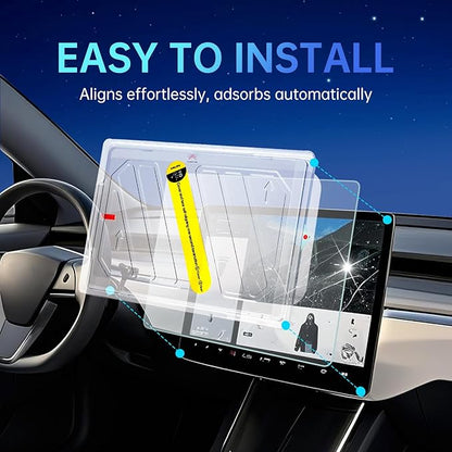 DGXWLLW Screen Protector for Tesla Model S 2026-2023 Model X 2026-2023 with Alignment Kit, Front Back Tempered Glass TouchScreen Dashboard Protective 9H Hardness Anti Glare Fingerprint HD Clear