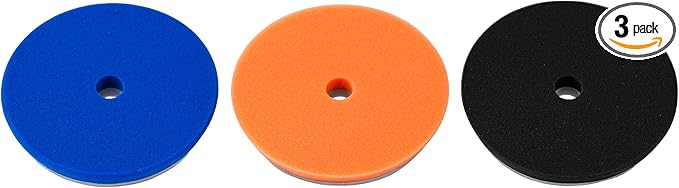 5.5" Lake Country HDO Foam Polishing Pad Kit (3-Pack) – Premium Heavy Duty Orbital Pads with Tapered Edge – Dense Foam Pads for Car Polishing and Buffing
