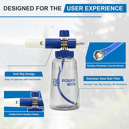 Foam Cannon Pro, Wide Mouth Soap Cannon for Power Washer, Car Wash High Pressure Snow Foam Cannon Lance for Detailing, 1/4" Quick Connector