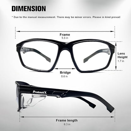 ProtectX Classic Safety Glasses, Anti-Fog Scratch Resistant Lenses, Protective Eyewear for Work, Indoor/Outdoor, ANSI Z87.1