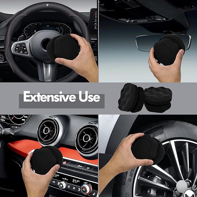SolidSS 2 Pack Large Tire Hex Tire Shine Applicator Pads, Durable and Reusable Grip Applicator for Tire Polishing Car Cleaning (Black)