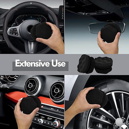 SolidSS 2 Pack Large Tire Hex Tire Shine Applicator Pads, Durable and Reusable Grip Applicator for Tire Polishing Car Cleaning (Black)