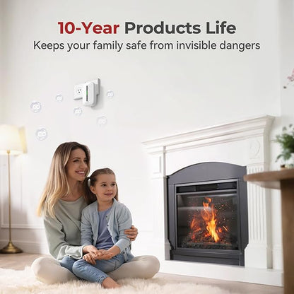 Carbon Monoxide Detectors Plug in,10 Year Replaceable Battery Operated Co Monitor Alarm,Plug and Play Co Detector,Portable Carbon Monoxide Detector for Home,Traval,RV,Hotel GS846A 2 Pack