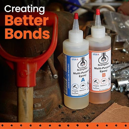 Brampton Multi-Purpose Epoxy, Quick 30-Minute Set, Waterproof 2-Part Epoxy Glue Kit for Tile, Metal, Ceramic, Glass, Wood, Stone, Strong Bonding, Sandable, Paintable Resin, Easy 1:1 Mix, 8 oz