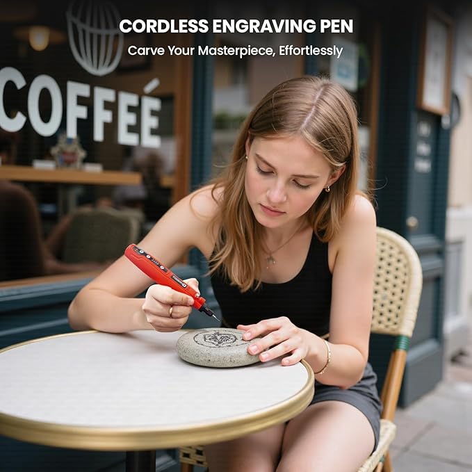 HARDELL Cordless Rotary Tool, 5 Speed Rechargeable Engraving Pen - Electric Engraving Tool for 60+ Surfaces - Beginner Friendly with 37 Accessories, Ultimate Engraving Pen Kit for Artists & DIYers