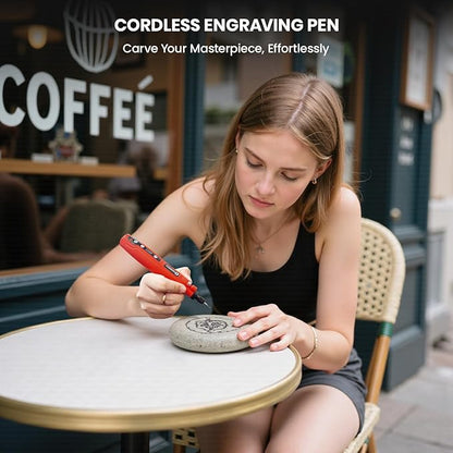 HARDELL Cordless Rotary Tool, 5 Speed Rechargeable Engraving Pen - Electric Engraving Tool for 60+ Surfaces - Beginner Friendly with 37 Accessories, Ultimate Engraving Pen Kit for Artists & DIYers
