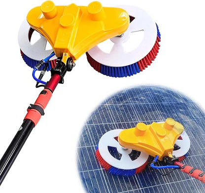 Solar Panel Cleaning Kit, 24FT Water Supply Kit with Extendable Pole Photovoltaic Double Head Automatic Panel, Roof Water Brush,with Lithium Battery