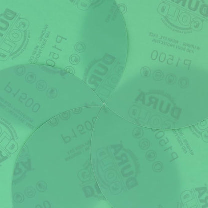 Dura-Gold Premium 6" Green Film PSA Sanding Discs - 1500 Grit (Box of 25) - Self Adhesive Stickyback Sandpaper for DA Sander, Detailing Finishing Cut Abrasive, Sand Automotive Paint Woodworking Wood