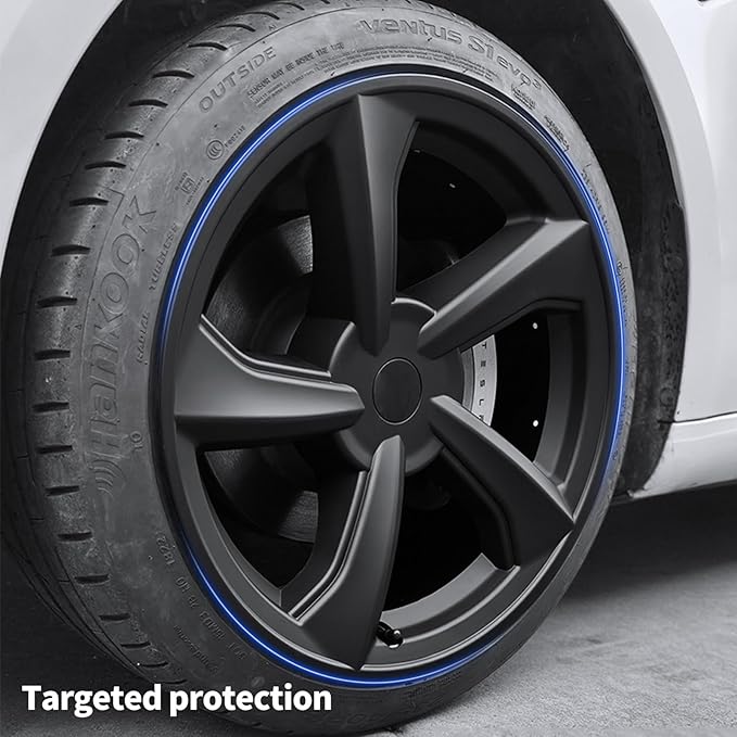 SHINELINERS 4PCS Wheel Covers for Tesla Model Y Juniper 2025-2026, 19 Inch Spiral Aero Design Hubcaps, Black, Easy Clip-On Installation