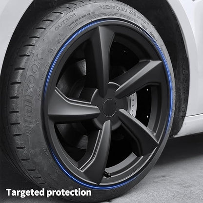 SHINELINERS 4PCS Wheel Covers for Tesla Model Y Juniper 2025-2026, 19 Inch Spiral Aero Design Hubcaps, Black, Easy Clip-On Installation