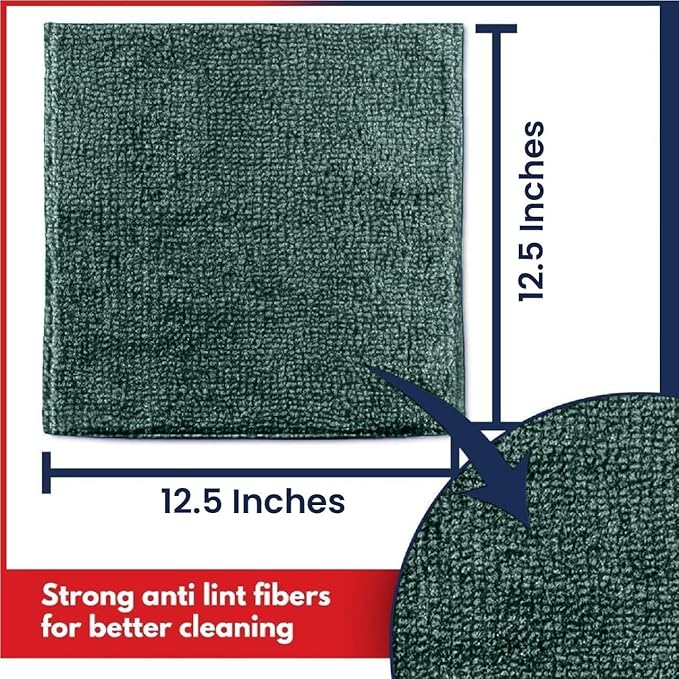 USANOOKS Microfiber Cleaning Cloth - 1200 Washes, Ultra Absorbent Towels Grip Root Weave Grime - 50pack - Dark Green