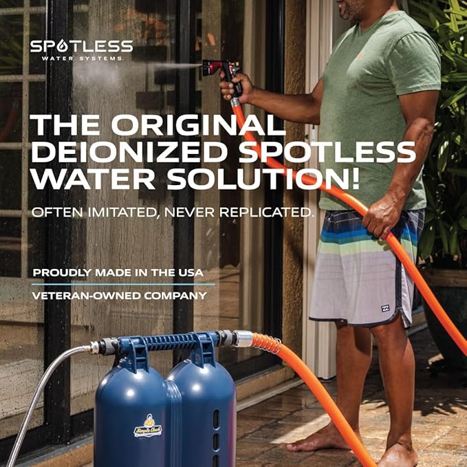 CR Spotless - Simplest RV & Car Wash System, Spotless Rinse Works for All Vehicles, Motorcycles, Bikes, Boats, Planes, Yachts, Deionized Water System - Towel Drying Eliminated (Simple Chuck)