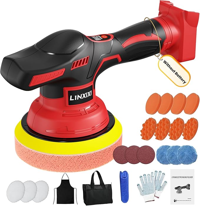 Cordless Car Polisher for Car Detailing Compatible with Milwaukee 18V Battery (Battery Not Include), 6 inch Car Buffer with 26pcs Polishing Kit, 8 Variable Speed Portable Orbital Polisher for Auto