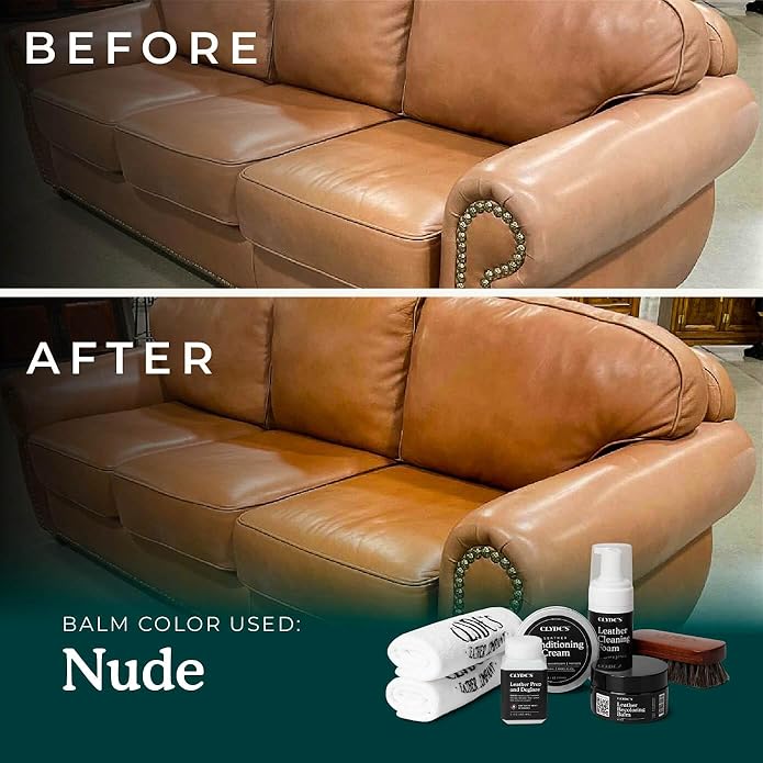 Clyde's™ 4-Step Leather Recoloring Kit | Includes Brush and Lint-Free Towels | Cleans, Restores, and Protects Your Leather