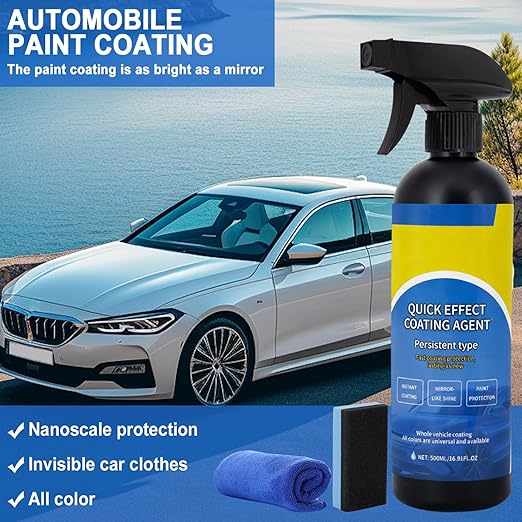 Car Coating Spray,16.9oz Quick Effect Coating Agent, Advanced Car Quick-Acting Coating Agent Sprays,Scratch Wax Coatings Spray Waterless Wash,Oil Film Emulsion Glass Cleaner, Hydrophobic Coating(2Pcs)