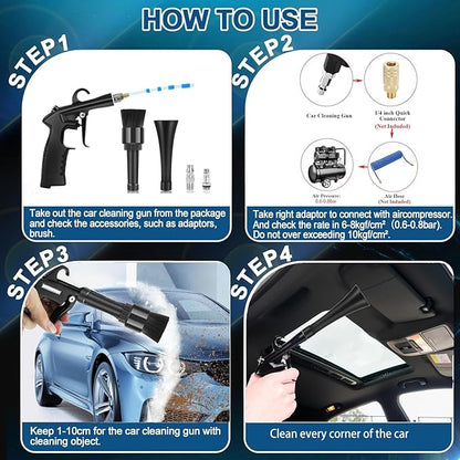 High Pressure Car Cleaning Gun Detailing Interior Dryer Air Blow Gun,Car Cleaning Tools,Air Gun for Compressor Quickly Removes Dirt and Dust Works with Air Compressor