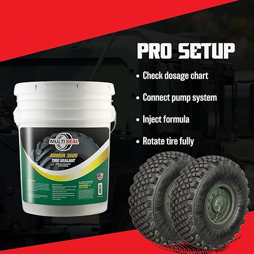 MULTI SEAL ARMOR 3500 - Our Highest Grade Industrial Tire Sealant Designed for The Most Hazardous & Extreme Operating Environments, 5-Gallon Pail with Pump