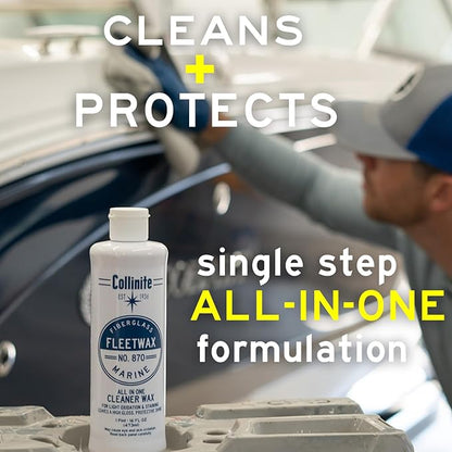 Collinite 870 All-In-One Cleaner Wax for Marine/RV. Removes Oxidation + Restores Look + Provides High Gloss Shine in One Single Step. Provides UV Protection & Prevents Oxidation. (16 fl oz) - 2 Pack