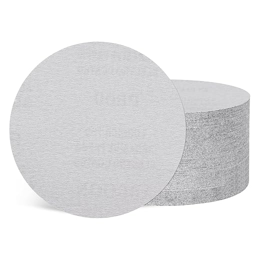 Kozelo 50 Pcs Sanding Discs 5 Inch 800 Grit Hook and Loop Random Orbital Sandpapers Suitable for Drywall Sander Wood Metal Furniture, White