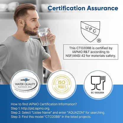 PUREPLUS 5 Micron 20" x 4.5" Whole House Coconut Shell Activated Carbon Water Filter Replacement Cartridge, Compatible with FC25B, EPM-20BB, CB-BB-20, CTO-F20B-5, 155783-43, 2 Pack