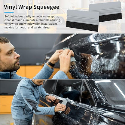 10 Pack Vinyl Wrap Squeegee 6 Inch Felt Edge Window Film Tint Decal Applicator Scraper Wallpaper Smoothing Tool with 10 Pcs Black Felt Fabric