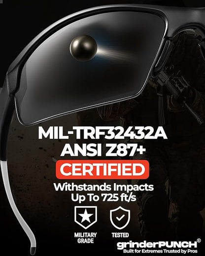 grinderPUNCH Tactical Shooting Glasses Military Grade Impact Resistant Protection 100% UV Lenses ANSI Z87 Safety Glasses