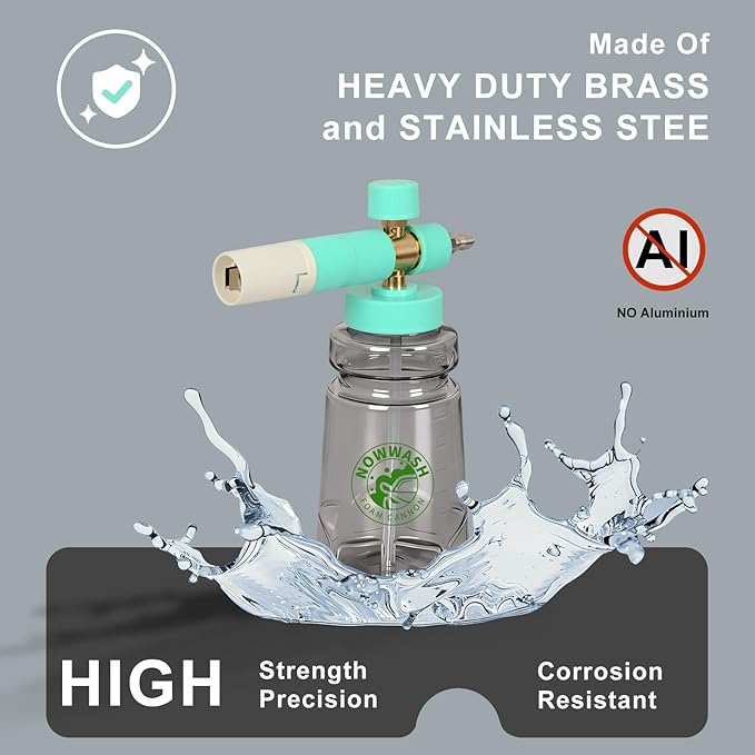 Foam Cannon with Foam Economizer for Pressure Washer, Soap Cannon with 1/4" Quick Connect & Adjustable Nozzle for Car Wash Fit Most Liquid Bottles, Additional 1.1 mm Orifice Nozzle (Blue)