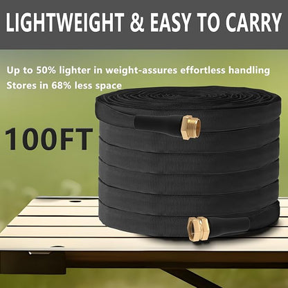 ACOVER Anti-Kink 100FT Non-Expanding Garden Hose, Flexible and Tough, Lightweight and Sturdy for Outdoor, Yard, Lawn, Car Wash, Marine, and Camper Use,and All-Season Use. U.S Standards Brass Fitting