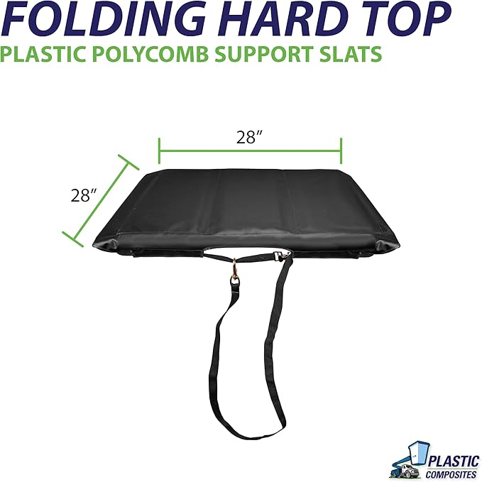 Bucket Truck Parts Folding Hard Top Bucket Cover That Holds Up Even If Water Pools, Nylon Strap with Buckle for Quick Fastening, Fits 1 Man Bucket 28"x28" Edge to Edge