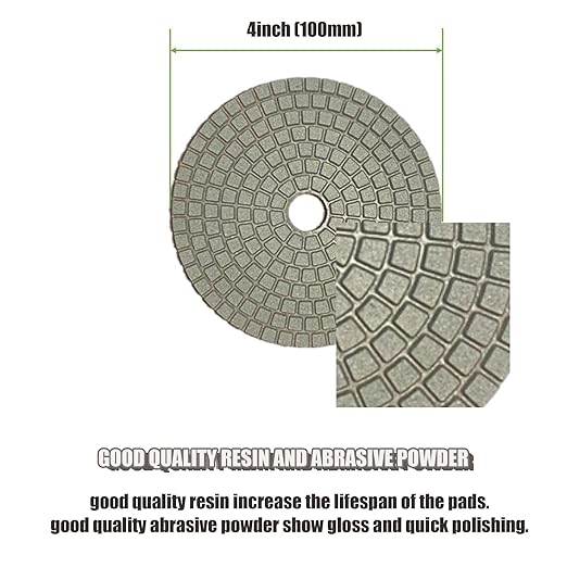 DIAPICK TOOLS Diamond Polishing Pads 4 Inch Wet Dry Set 9 Pieces for Concrete Marble Quartz Stone Countertop Granite Polishing and Sanding disc Include 5/8"-11thread Backer pad and Drill Adapter