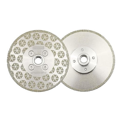 DT-DIATOOL Diamond Blade 4.5" x 5/8" Thread Flange 2-Pack - Single Side Electroplated Diamond Cutting and Grinding Disc for Granite Marble Natural Stone Tiles