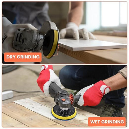 XLIUAX 20 Pack Diamond Polishing Pads Set, 4 Inch Wet/Dry Granite Stone Polish Pad Kit 30-10000 Grit with 5/8’’-11 Backer Pad Drill Grinder Adapter and Wool Disc for Marble Rock Concrete Stone Quartz