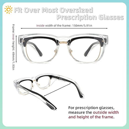 Alsenor Safety Glasses Anti Fog Goggles Fit Over Prescription Eyewear For ANSI Z87.1 Certified Oversized Eyeglasses For Men Women (Oversized-Clear)