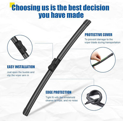 26"+22" Windshield Wipers With 12" Rear Wiper Blade Sets Automotive Replacement for VW Atlas 2018-2023,Atlas Cross Sport 2020-2023,Easy For Installation (Pack of 3)