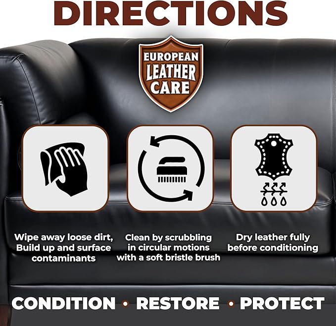 European Leather Care Leather 4 oz Conditioner for Leather Couch, Furniture, Shoe, Leather Jacket, Purse, Boot Cleaner, Leather Conditioner Car Leather Cleaner Leather Repair Restorer All Natural USA