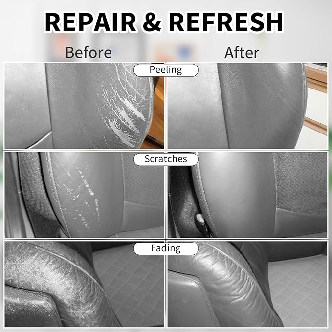WEYSTOM Leather Recoloring Balm, 12oz Large Size Leather Dye, Color Restorer, Scratch Repair, Furniture & Couch Restorer Kit, Repair Kit for Furniture(Gray)