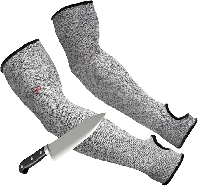 GOL-SIV Arm Protectors For Thin Skin And Bruising, Kevlar Sleeves， A5 Level Cut Resistant Arm Sleeves For Gardening, Welding, Kitchen (Grey, 17.7 In)