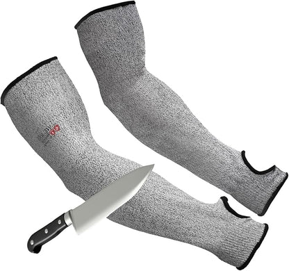 GOL-SIV Arm Protectors For Thin Skin And Bruising, Kevlar Sleeves， A5 Level Cut Resistant Arm Sleeves For Gardening, Welding, Kitchen (Grey, 17.7 In)