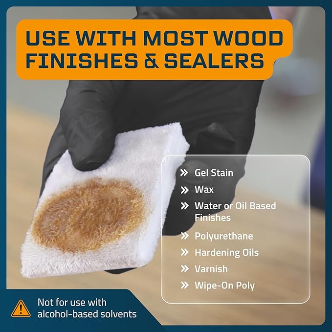 MāKRS Double Thick Stain Pad, Cut-to-Size Staining Pads, 2-Pack, Lint, Snag, Streak-Free Applicator, Micro Brush Material, Wood Stains and Oil Based Finishes, Easy to Use with Consistent Application