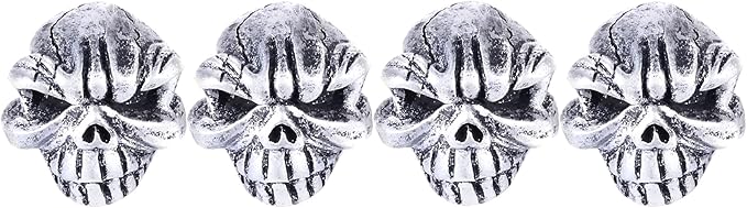 Abfer Skull Valve Stem Caps Car Wheel Air Cover Tire Dust Cap Decorative Accessories Fit Most Vehicle Truck Motorcycles Bikes (Silver)