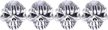 Abfer Skull Valve Stem Caps Car Wheel Air Cover Tire Dust Cap Decorative Accessories Fit Most Vehicle Truck Motorcycles Bikes (Silver)
